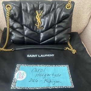 Saint Laurent Black Small LouLou Puffer Leather Bag